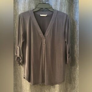 Lush Top SMALL Charcoal V-neck 3/4 sleeve